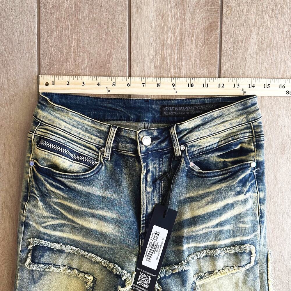 Rockstar Original Slim Stacked Flare Stretch Jeans 30X34 Y2K Streetwear Grunge - Picture 10 of 13